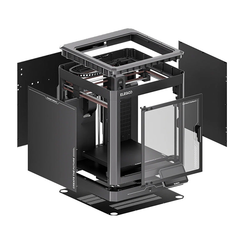 Elegoo Centauri Carbon 2 Combo – exploded view showing modular enclosure panels and CoreXY frame