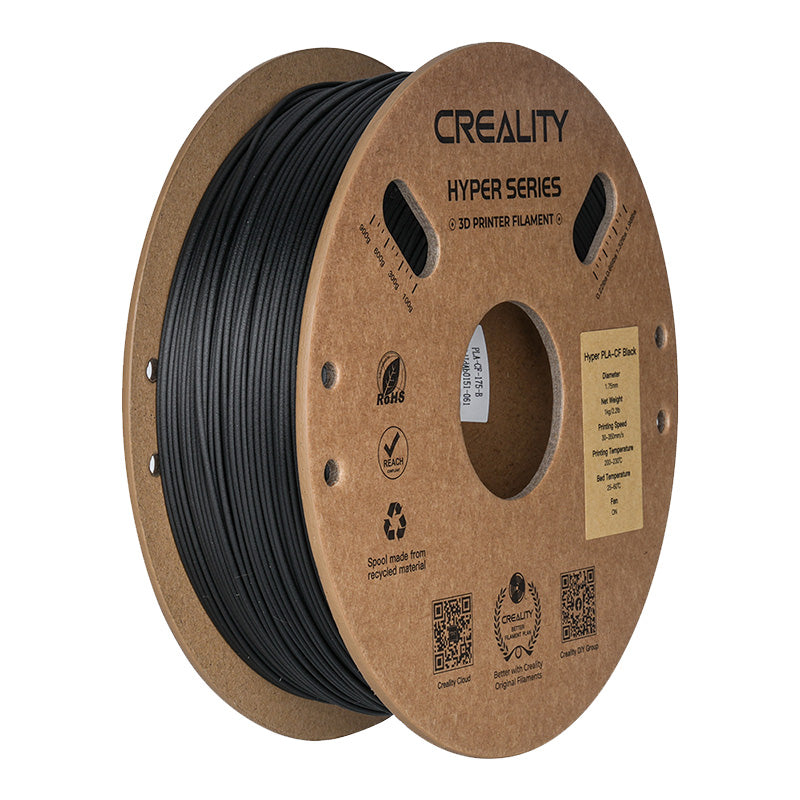 Spool of Creality Hyper Series 3D printer PLA-CF filament on a white background