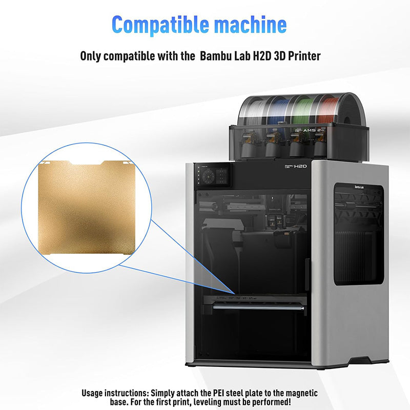 Compatible machine diagram showing Bambu Lab H2D 3D printer compatibility