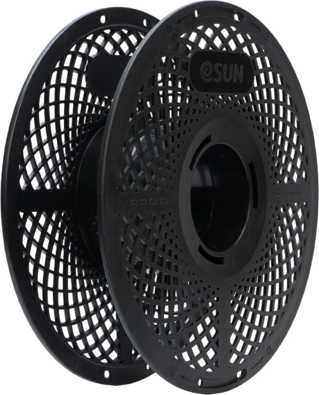 eSUN eSpool+ 2.0 detachable black plastic reusable filament spool featuring lightweight mesh pattern design.