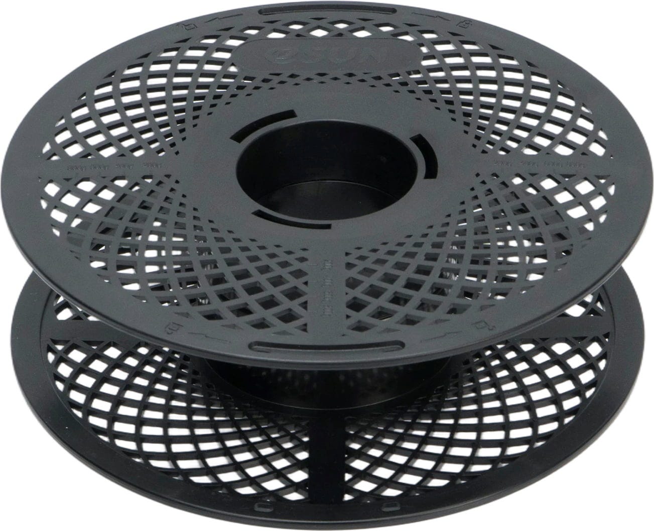 op-down view of the open eSUN eSpool+ 2.0 showing the central core structure for loading filament refill packs.