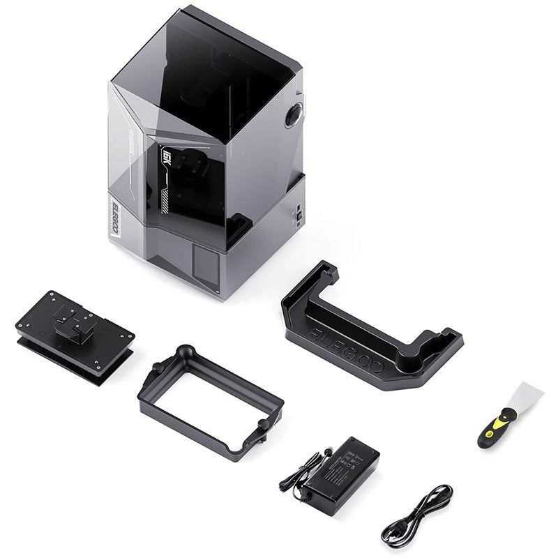 Elegoo Saturn 4 Ultra 16K – complete box contents including printer, resin vat, build plate, power adapter and accessories