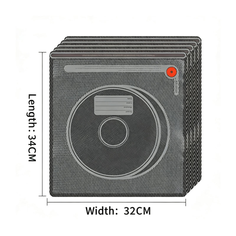34cm length by 32cm width size dimensions diagram for black textured vacuum storage bags