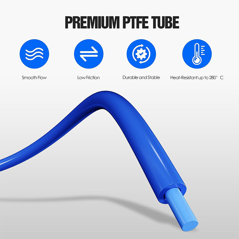 Premium flexible blue PTFE tube showing high temperature and friction resistance