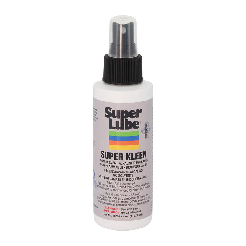 Super Lube Super Kleen spray bottle on a white background