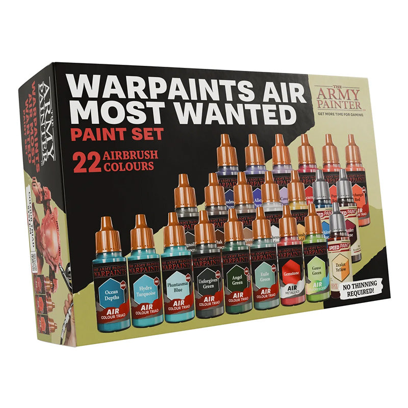 The Army Painter Warpaints Air Most Wanted Set box containing 22 airbrush paints