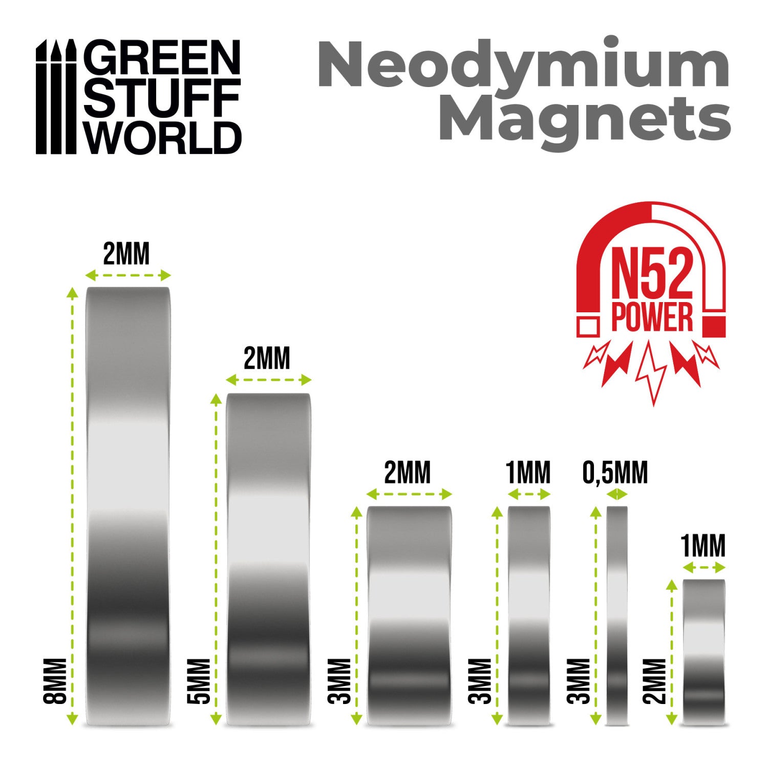 Neodymium Magnets 3 x 2 mm - 100 units (N52)
