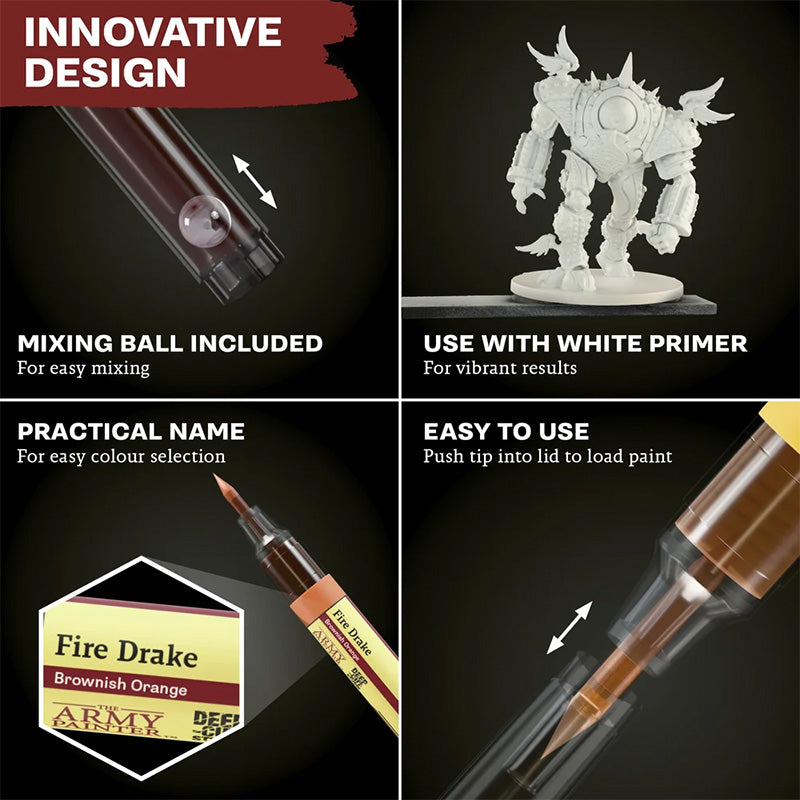 Speedpaint Marker features including mixing ball valve tip and white primer guide