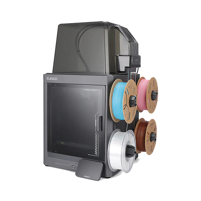 Elegoo Centauri Carbon 2 Combo – 3/4 front view with CANVAS 4-color filament spool system