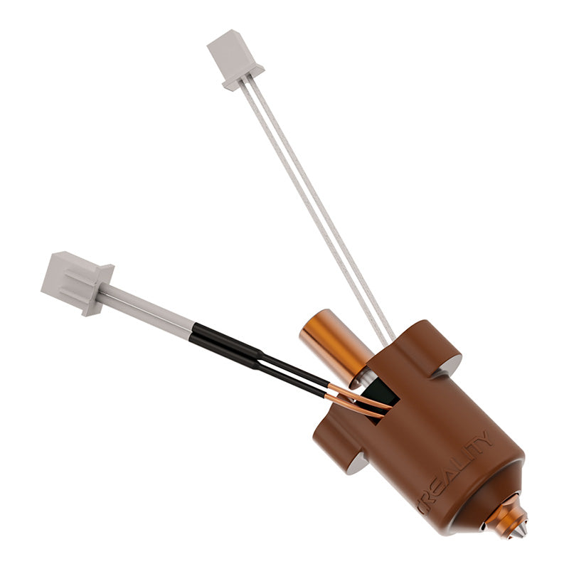Back view of Creality Ender-3 V3 KE ceramic heating block assembly and thermistor plug