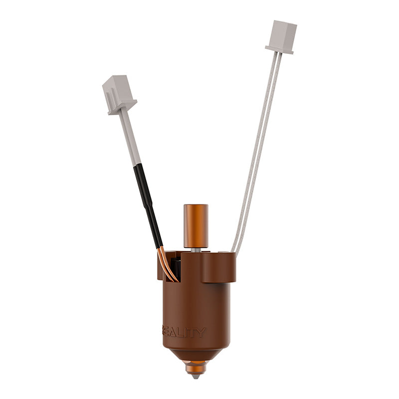 Front view of Creality Ender-3 V3 KE ceramic heating block with wiring harness
