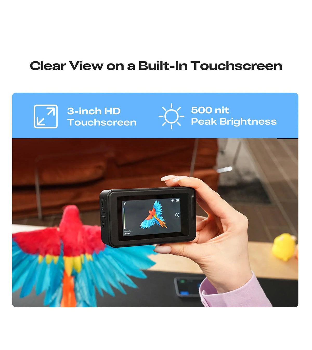 Creality Pika 3D scanner touchscreen displaying real-time full-color 3D model scanning preview.