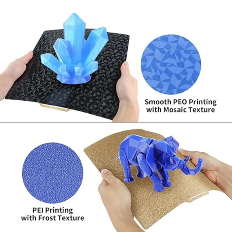 Flexing spring steel build plate to show 3D printed model removal on PEO and PEI surfaces