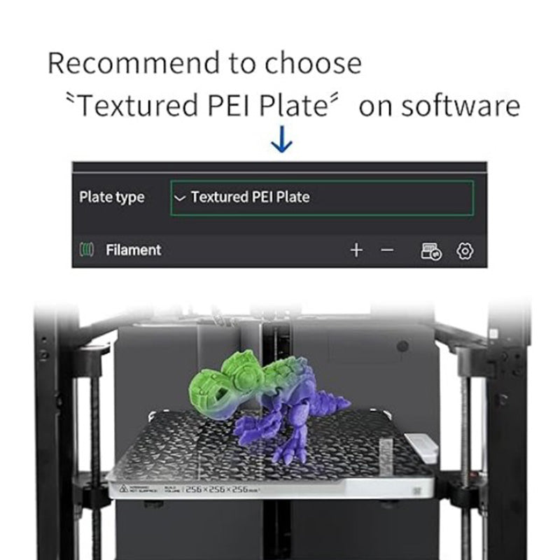 ambu Studio software setting recommendation choosing Textured PEI Plate for print setup