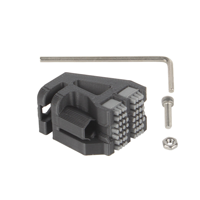 Bambu Lab dual-brush silicone nozzle wiping assembly with included mounting screw, nut, and Allen wrench