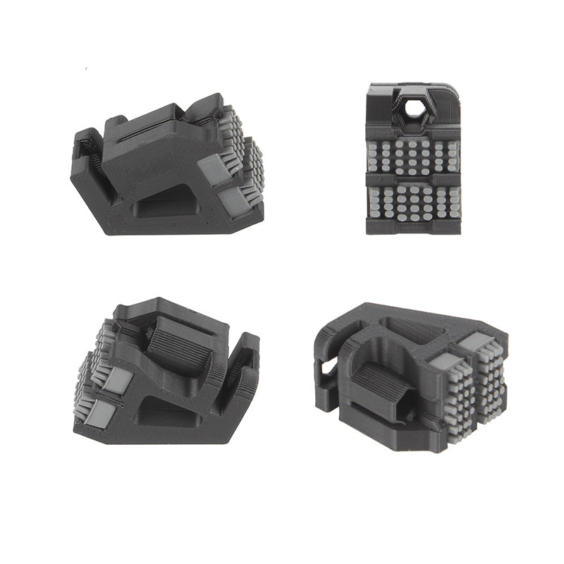 Multi-angle views of black dual-brush nozzle wiping assembly for Bambu Lab printers