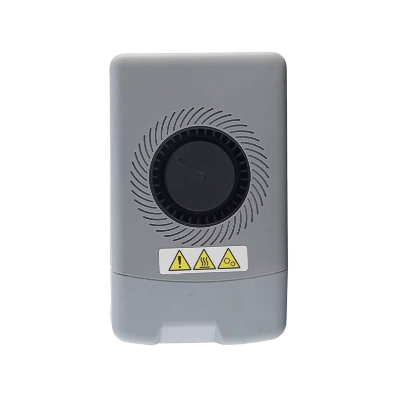 Flashforge AD5X Extruder Front Cover with centrifugal cooling fan and safety warning labels


