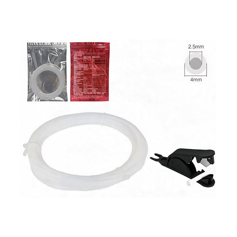 White PTFE Teflon tubing coil with black precision tube cutter tool