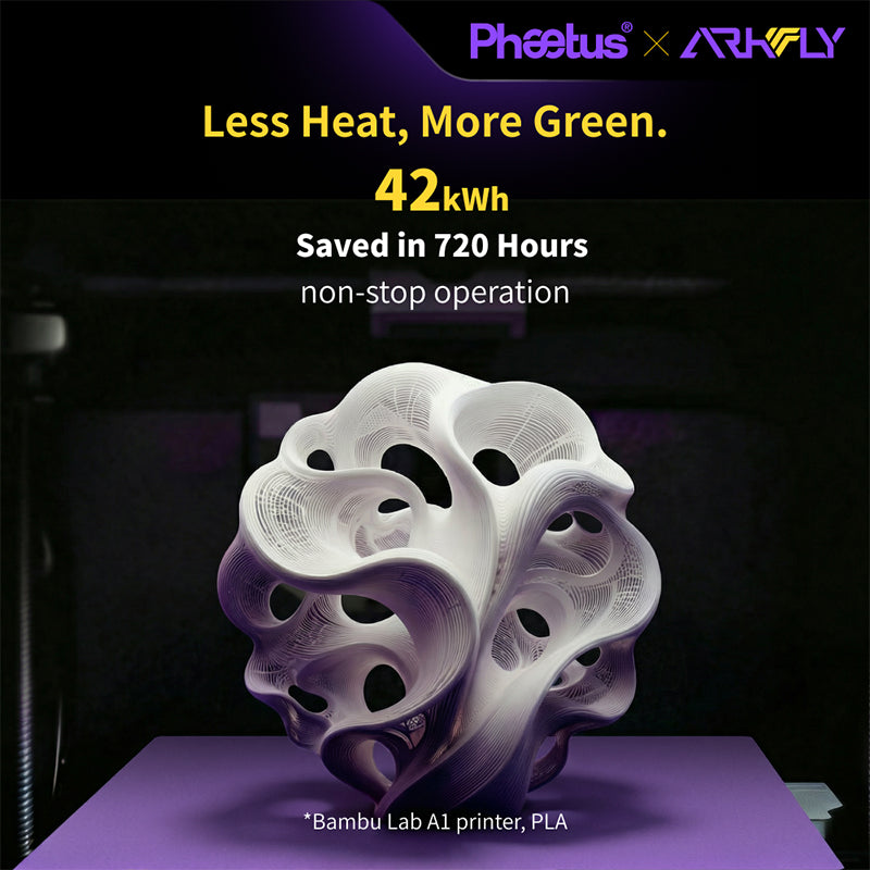 Phaetus Arkfly POPWEB Cool Plate 355x346mm low-temperature printing graphic highlighting energy savings