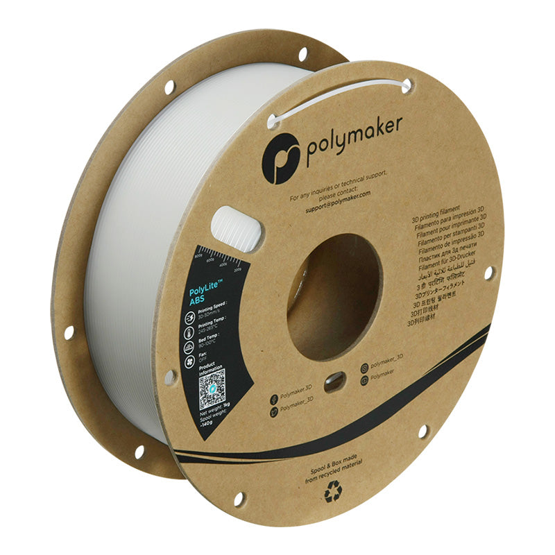 Polymaker PolyLite ABS 3D printer filament in natural on 1kg cardboard spool