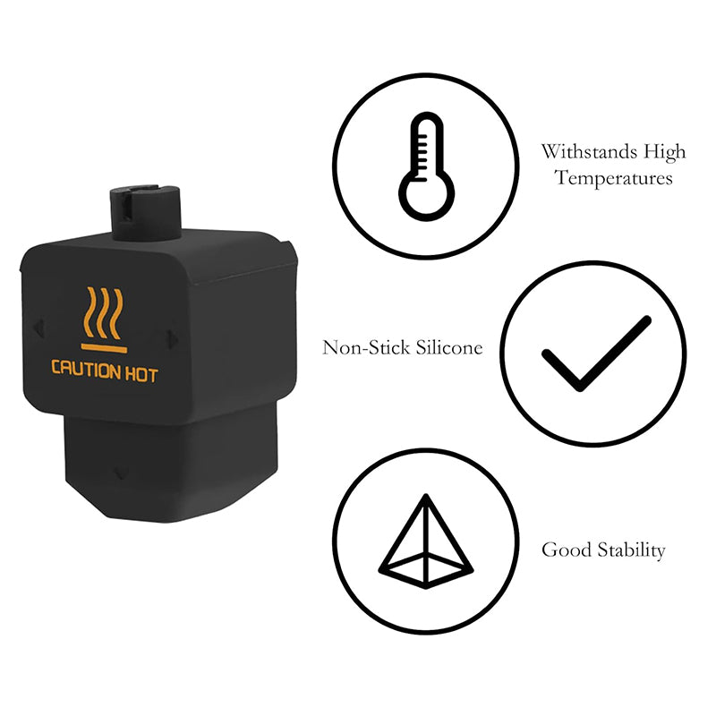 Product details diagram showing high temperature endurance, non-stick surface, and good stability
