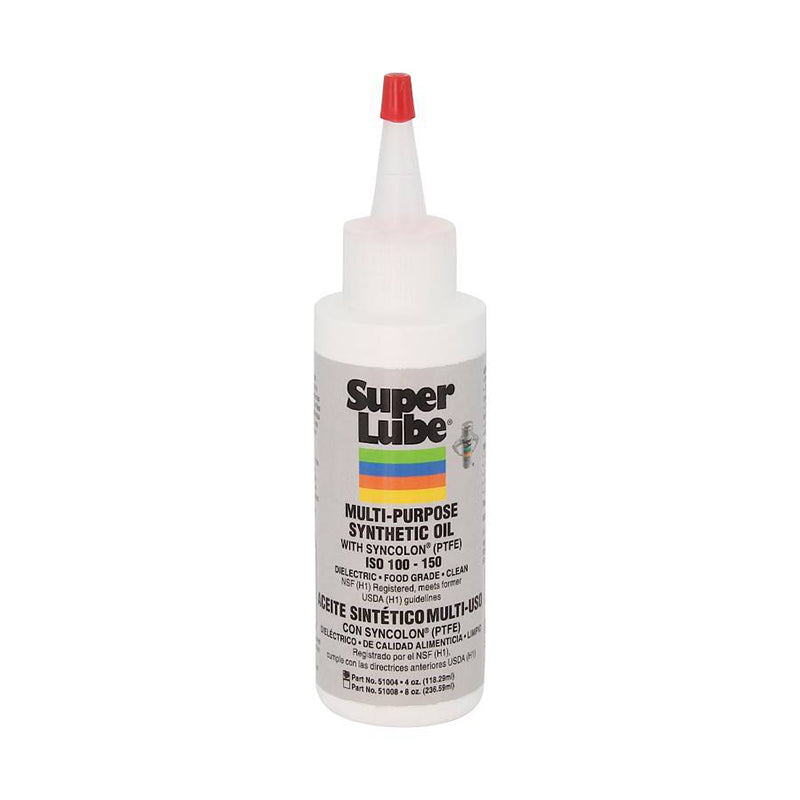 Super Lube bottle with white cap on a white background