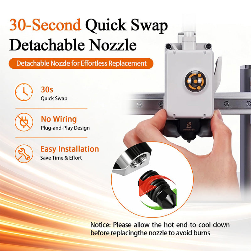 Demonstration of 30-second toolless quick-swap nozzle replacement on a Bambu Lab A Series print head