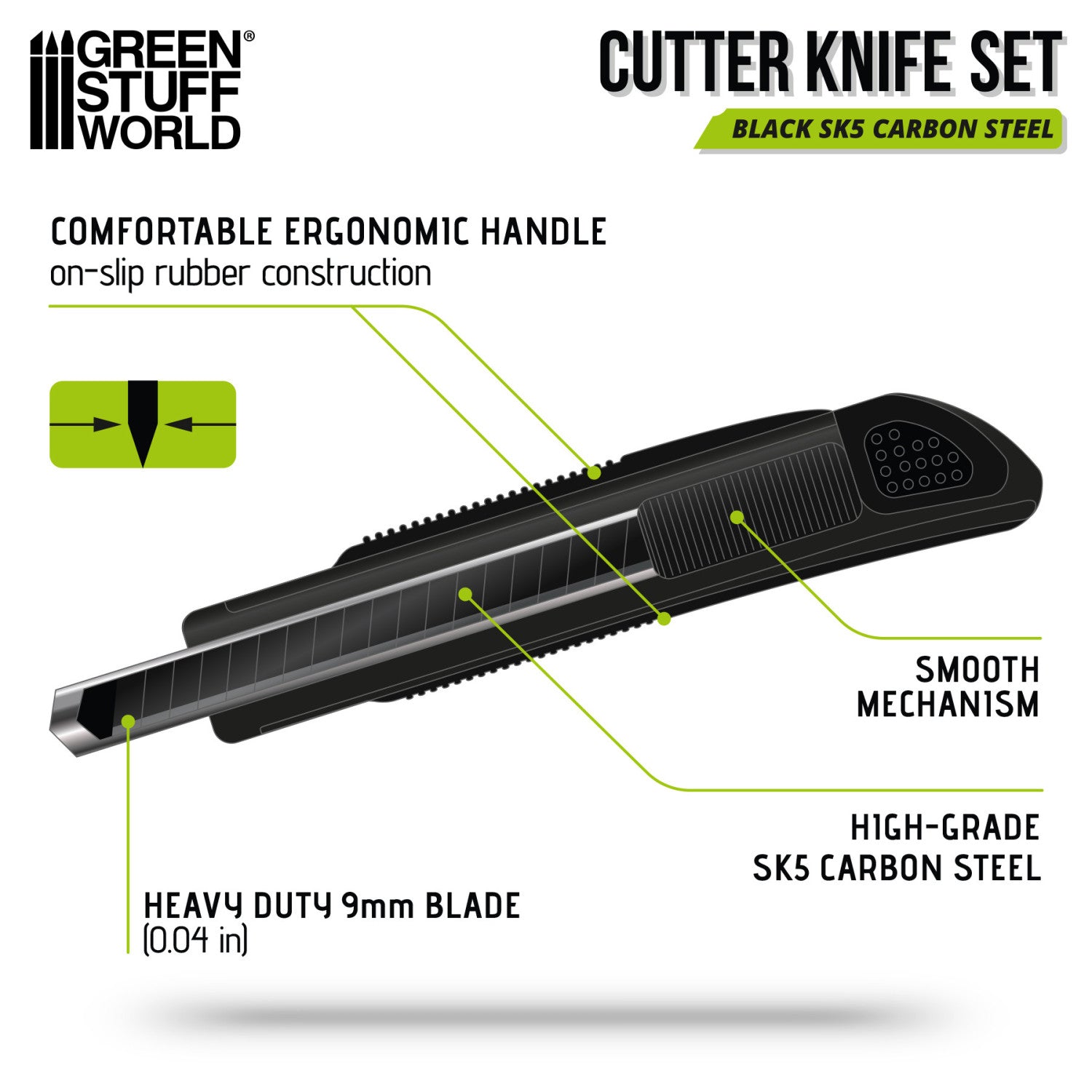 Black Hobby Knife - 10 Black Spare Blades