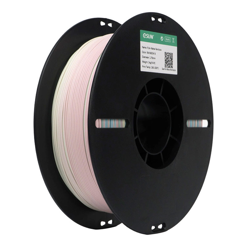 eSUN Matte PLA Rainbow 1.75mm 3D printer filament spool in pastel rainbow gradient