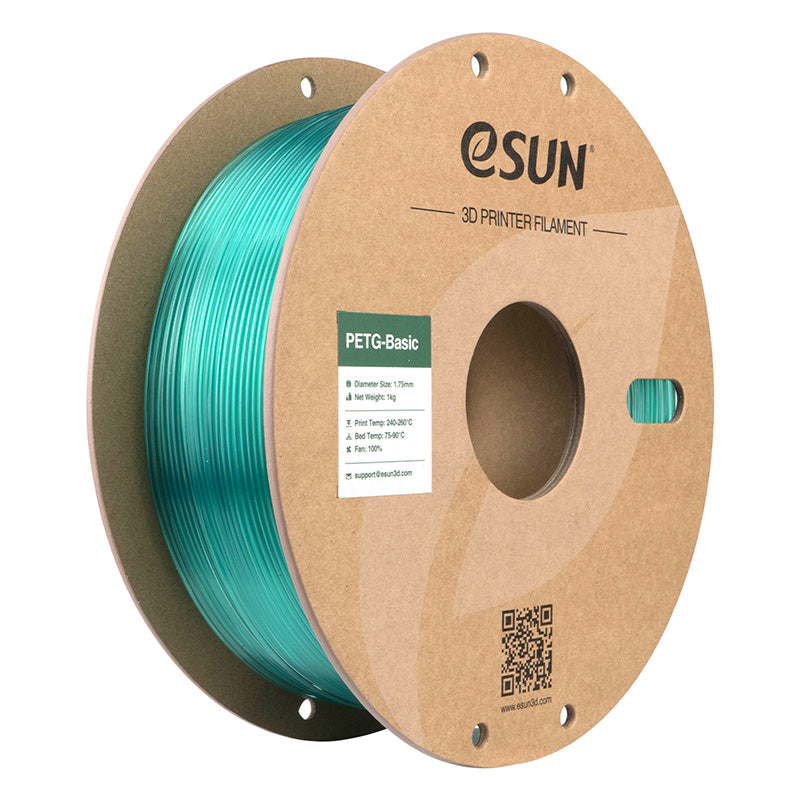 eSUN PETG Basic translucent light green 1.75mm 3D printer filament on a cardboard spool.