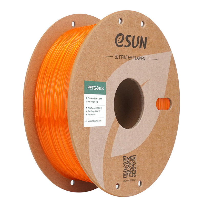 eSUN PETG Basic translucent red 1.75mm 3D printing filament spool on an eco-friendly cardboard core.