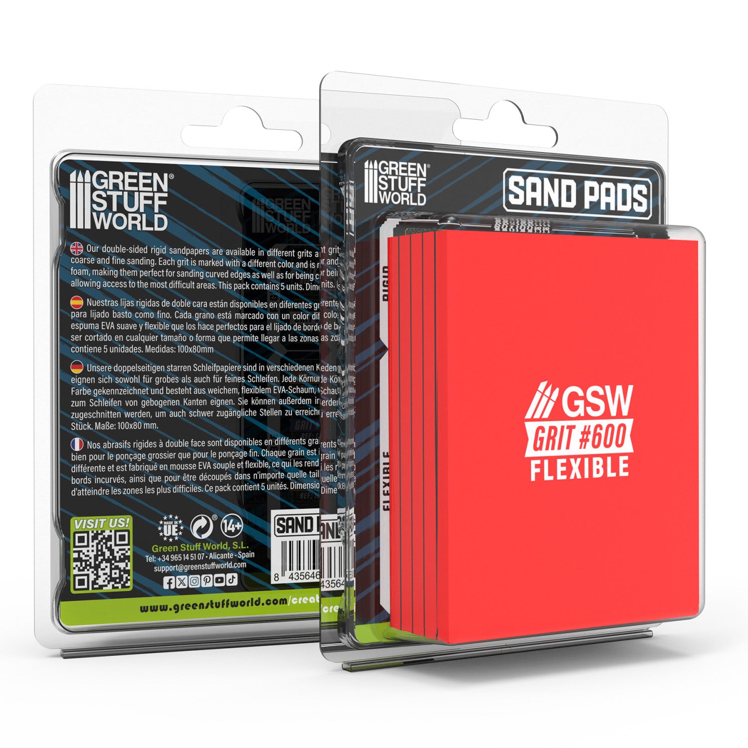 Red sanding pad with 'GSW' branding in packaging on a white background