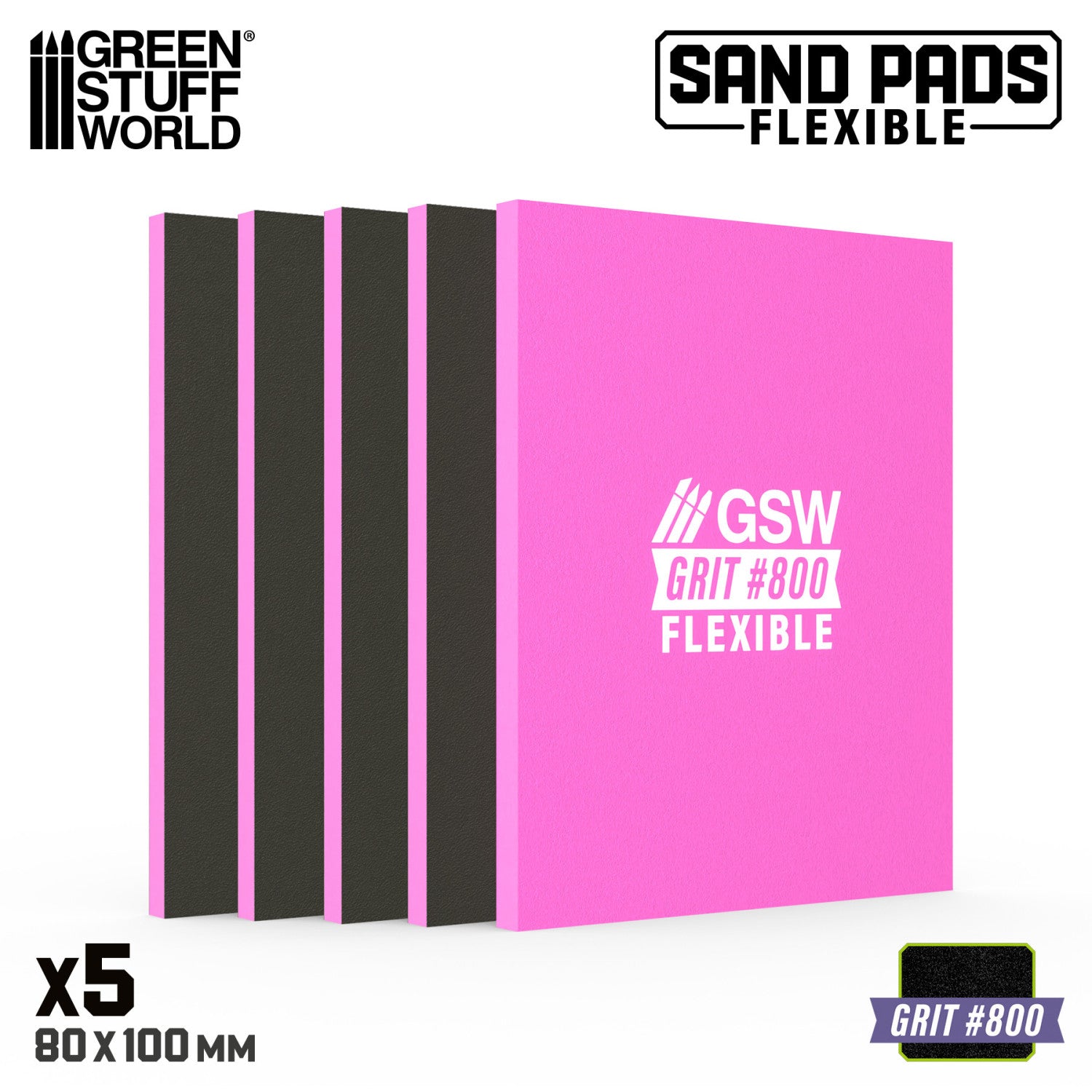 Pink sand pad with black stripes and 'GSW' branding on a white background