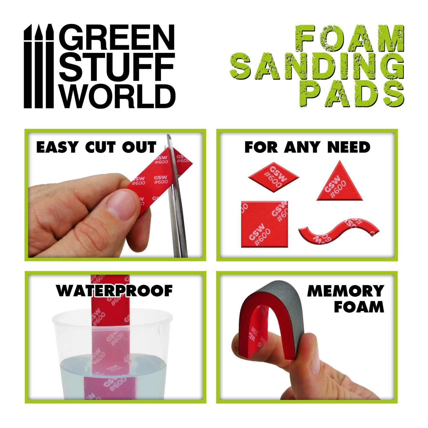 Foam Sanding Pads - Fine Grit Assortment (20 Pack)