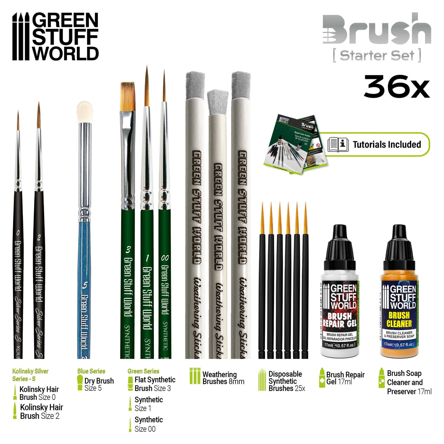 Kolinsky hair and synthetic detail brushes from GSW Hobby Starter Brush Set – EC3D NL
